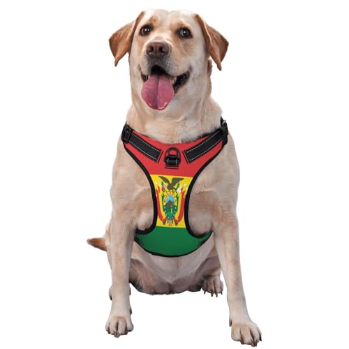 Flag Of Bolivia Hundegeschirr für kleine, mittelgroße und große Hunde, reflektierende Riemen, verstellbare Passform mit Schnellverschluss-Schnallen von UYHhgqw