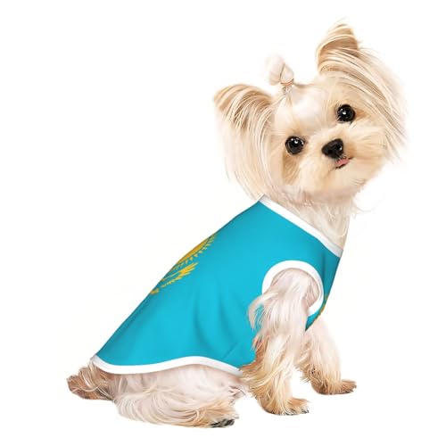 Haustier-T-Shirts für Hunde, Motiv: Flagge von Kasachstan, weiche und atmungsaktive Hundekleidung, einfaches An- und Ausziehen, geeignet für kleine Haustiere Haustier-T-Shirts für Hunde, Motiv: Flagge von Kasachstan, weiche und atmungsaktive Hundekleidung, einfaches An- und Ausziehen, geeignet für kleine Haustiere von UYHhgqw