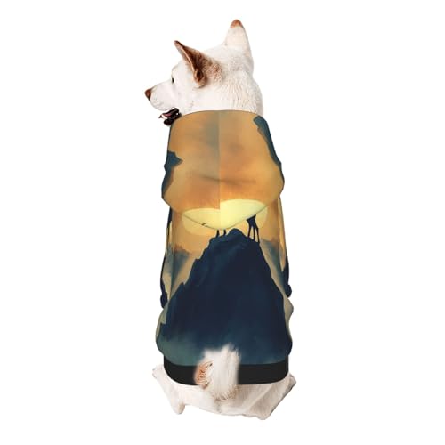 Hunde-Kapuzenpullover, Motiv: Riesen Hirsch auf dem Berggipfel, weiches und atmungsaktives Polyester, Haustierkleidung für kleine Hunde, Jungen und Mädchen von UYHhgqw