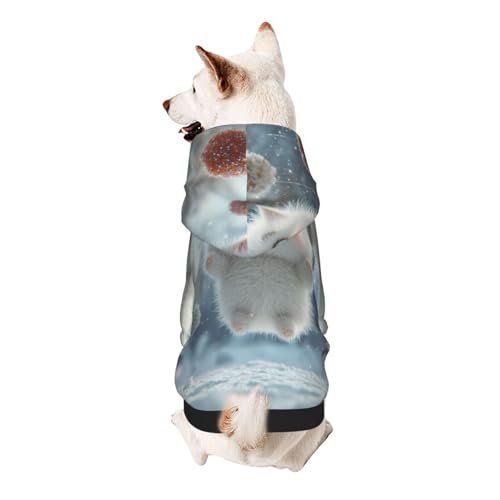 Hunde-Kapuzenpullover "Die Katze im Schnee" aus weichem und atmungsaktivem Polyester für kleine Hunde, Jungen und Mädchen von UYHhgqw