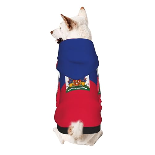 Hunde-Kapuzenpullover mit haitianischer Flagge, weiches und atmungsaktives Polyester, Haustierkleidung für kleine Hunde, Jungen und Mädchen Hunde-Kapuzenpullover mit haitianischer Flagge, weiches und atmungsaktives Polyester, Haustierkleidung für kleine Hunde, Jungen und Mädchen von UYHhgqw