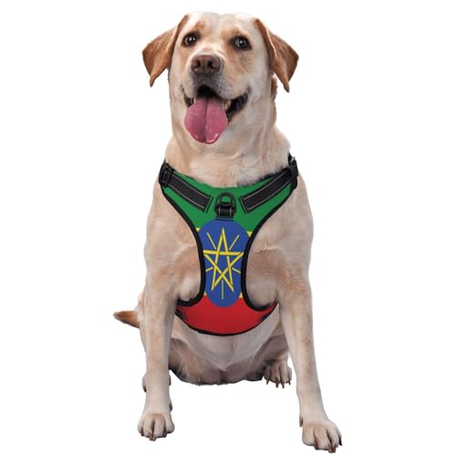 Hundegeschirr Flagge Äthiopiens für kleine, mittelgroße und große Hunde, reflektierende Riemen, verstellbare Passform mit Schnellverschluss-Schnallen Hundegeschirr Flagge Äthiopiens für kleine, mittelgroße und große Hunde, reflektierende Riemen, verstellbare Passform mit Schnellverschluss-Schnallen von UYHhgqw