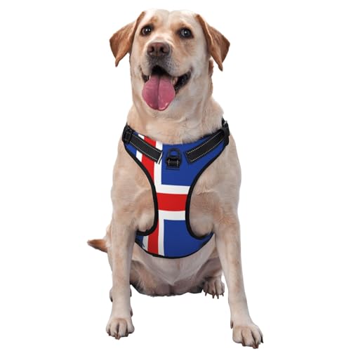 Hundegeschirr Flagge Islands für kleine, mittelgroße und große Hunde – reflektierende Riemen, verstellbare Passform mit Schnellverschluss-Schnallen von UYHhgqw