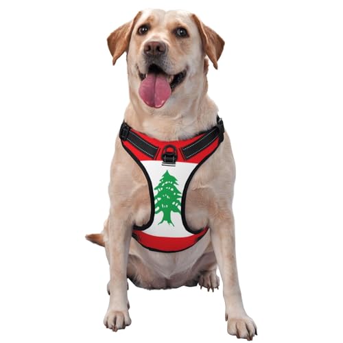 Hundegeschirr Flagge Libanon für kleine, mittelgroße und große Hunde, reflektierende Riemen, verstellbare Passform mit Schnellverschluss-Schnallen von UYHhgqw