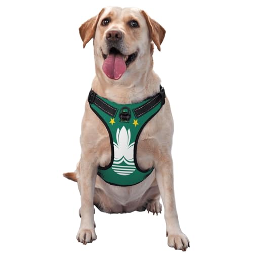 Hundegeschirr Flagge Macau für kleine, mittelgroße und große Hunde – reflektierende Riemen, verstellbare Passform mit Schnellverschluss-Schnallen von UYHhgqw