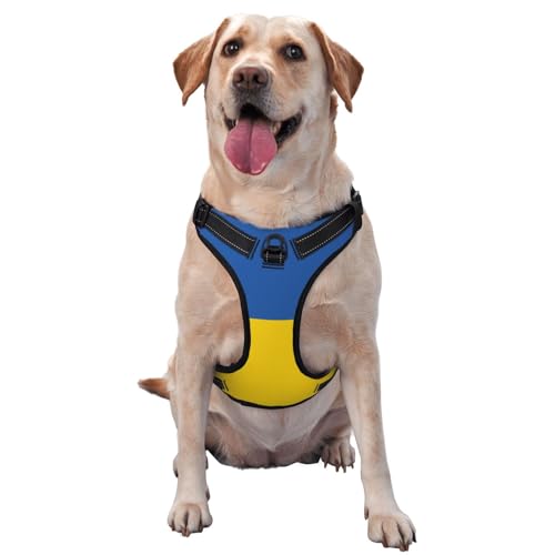Hundegeschirr Flagge der Ukraine für kleine, mittelgroße und große Hunde, reflektierende Riemen, verstellbare Passform mit Schnellverschluss-Schnallen von UYHhgqw