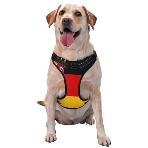 Hundegeschirr Flagge des Bundeslandes Rheinland-Pfalz für kleine, mittelgroße und große Hunde – reflektierende Riemen, verstellbare Passform mit Schnellverschluss-Schnallen von UYHhgqw