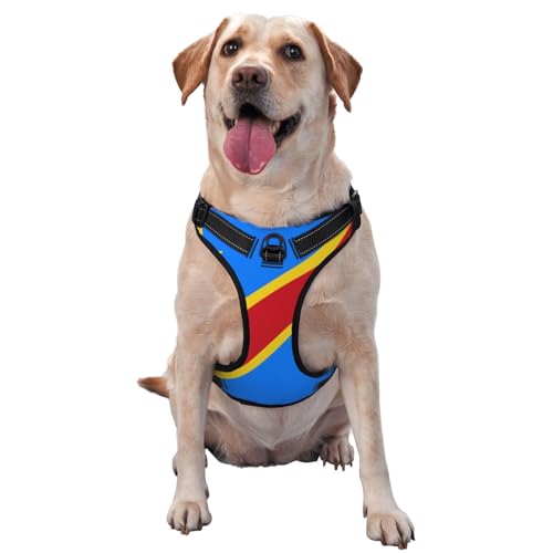 Hundegeschirr Flagge des Kongo für kleine, mittelgroße und große Hunde, reflektierende Riemen, verstellbare Passform mit Schnellverschluss-Schnallen von UYHhgqw