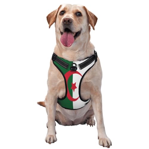 Hundegeschirr Flagge von Algerien für kleine, mittelgroße und große Hunde – reflektierende Riemen, verstellbare Passform mit Schnellverschluss-Schnallen von UYHhgqw