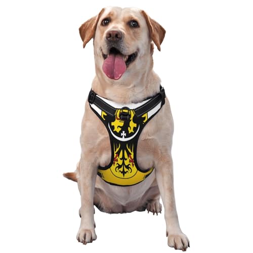 Hundegeschirr Schlesische Flagge für kleine, mittelgroße und große Hunde – reflektierende Riemen, verstellbare Passform mit Schnellverschluss-Schnallen von UYHhgqw