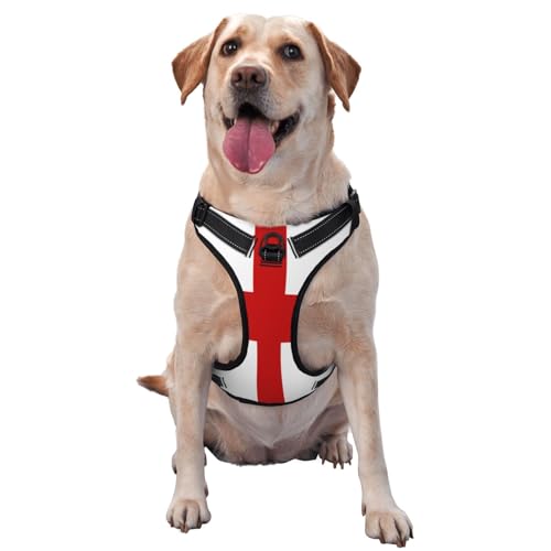 Hundegeschirr mit England-Flagge, für kleine, mittelgroße und große Hunde, reflektierende Riemen, verstellbare Passform mit Schnellverschluss-Schnallen von UYHhgqw