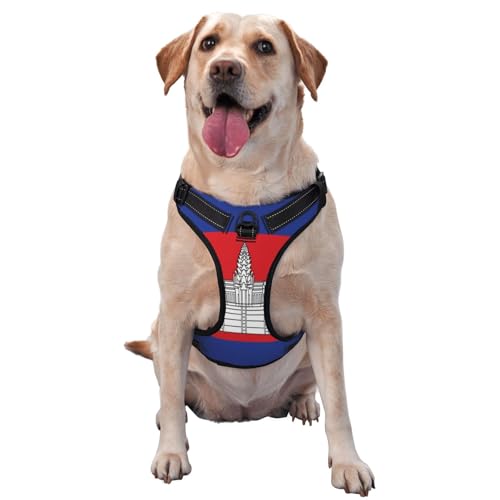 Hundegeschirr mit Kambodscha-Flagge für kleine, mittelgroße und große Hunde, reflektierende Riemen, verstellbare Passform mit Schnellverschluss-Schnallen Hundegeschirr mit Kambodscha-Flagge für kleine, mittelgroße und große Hunde, reflektierende Riemen, verstellbare Passform mit Schnellverschluss-Schnallen von UYHhgqw