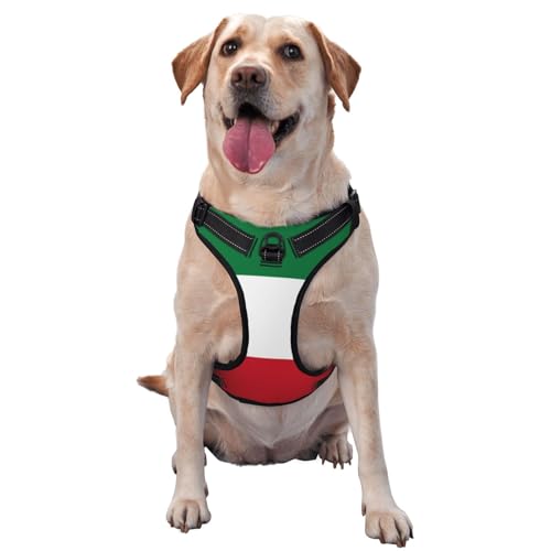Hundegeschirr mit Kuwaiti-Flagge für kleine, mittelgroße und große Hunde, reflektierende Riemen, verstellbare Passform mit Schnellverschluss-Schnallen Hundegeschirr mit Kuwaiti-Flagge für kleine, mittelgroße und große Hunde, reflektierende Riemen, verstellbare Passform mit Schnellverschluss-Schnallen von UYHhgqw
