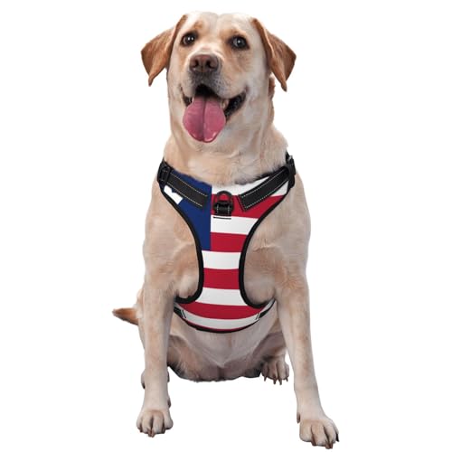 Hundegeschirr mit Liberian-Flagge für kleine, mittelgroße und große Hunde, reflektierende Riemen, verstellbare Passform mit Schnellverschluss-Schnallen Hundegeschirr mit Liberian-Flagge für kleine, mittelgroße und große Hunde, reflektierende Riemen, verstellbare Passform mit Schnellverschluss-Schnallen von UYHhgqw