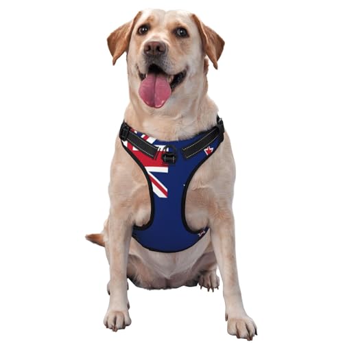 Hundegeschirr mit Neuseeland-Flagge für kleine, mittelgroße und große Hunde, reflektierende Riemen, verstellbare Passform mit Schnellverschluss-Schnallen von UYHhgqw