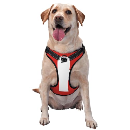Hundegeschirr mit Schweizer Flagge, für kleine, mittelgroße und große Hunde, reflektierende Riemen, verstellbare Passform mit Schnellverschluss-Schnallen von UYHhgqw