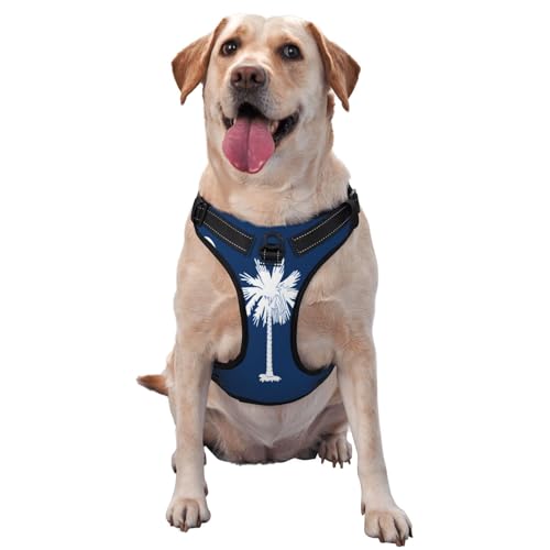 Hundegeschirr mit South Carolina Flagge, für kleine, mittelgroße und große Hunde, reflektierende Riemen, verstellbare Passform mit Schnellverschluss-Schnallen von UYHhgqw