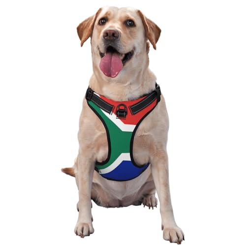 Hundegeschirr mit Südafrika-Flagge, für kleine, mittelgroße und große Hunde, reflektierende Riemen, verstellbare Passform mit Schnellverschluss-Schnallen von UYHhgqw