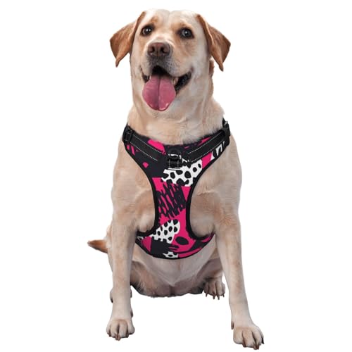 Hundegeschirr mit abstraktem Leopardenmuster für kleine, mittelgroße und große Hunde, reflektierende Riemen, verstellbare Passform mit Schnellverschluss-Schnallen Hundegeschirr mit abstraktem Leopardenmuster für kleine, mittelgroße und große Hunde, reflektierende Riemen, verstellbare Passform mit Schnellverschluss-Schnallen von UYHhgqw
