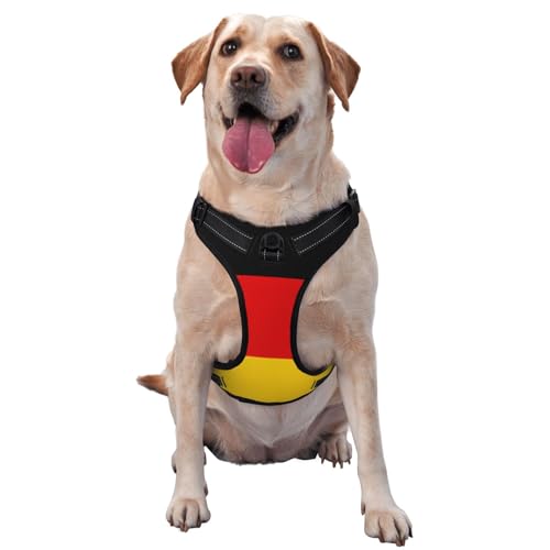 Hundegeschirr mit deutscher Flagge, für kleine, mittelgroße und große Hunde, reflektierende Riemen, verstellbare Passform mit Schnellverschluss-Schnallen Hundegeschirr mit deutscher Flagge, für kleine, mittelgroße und große Hunde, reflektierende Riemen, verstellbare Passform mit Schnellverschluss-Schnallen von UYHhgqw