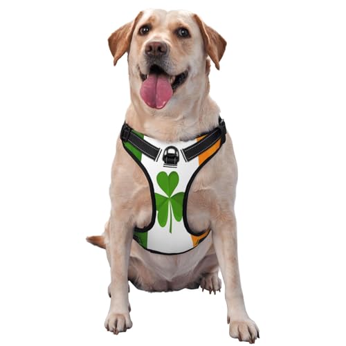 Hundegeschirr mit irischer Flagge für kleine, mittelgroße und große Hunde, reflektierende Riemen, verstellbare Passform mit Schnellverschluss-Schnallen von UYHhgqw