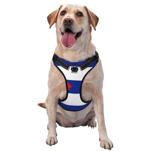 Hundegeschirr mit kubanischer Flagge, für kleine, mittelgroße und große Hunde, reflektierende Riemen, verstellbare Passform mit Schnellverschluss-Schnallen Hundegeschirr mit kubanischer Flagge, für kleine, mittelgroße und große Hunde, reflektierende Riemen, verstellbare Passform mit Schnellverschluss-Schnallen von UYHhgqw