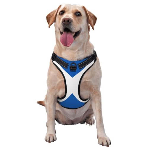 Hundegeschirr mit schottischer Flagge, für kleine, mittelgroße und große Hunde, reflektierende Riemen, verstellbare Passform mit Schnellverschluss-Schnallen von UYHhgqw
