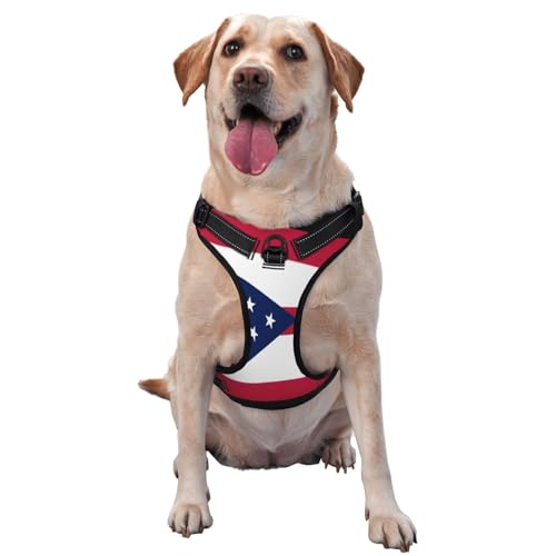Ohio State Flag Hundegeschirr für kleine, mittelgroße und große Hunde, reflektierende Riemen, verstellbare Passform mit Schnellverschluss-Schnallen von UYHhgqw