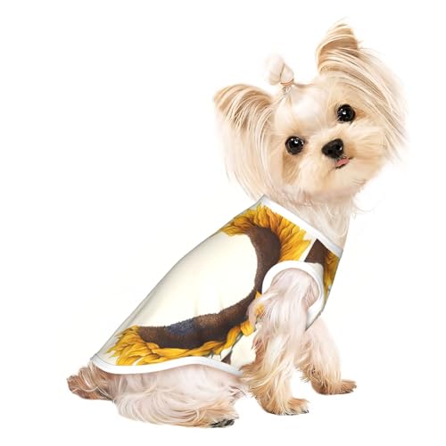 Symmetrische Sonnenblumen-Haustier-T-Shirts für Hunde, weiche und atmungsaktive Hundekleidung, einfaches An- und Ausziehen, geeignet für kleine Haustiere von UYHhgqw