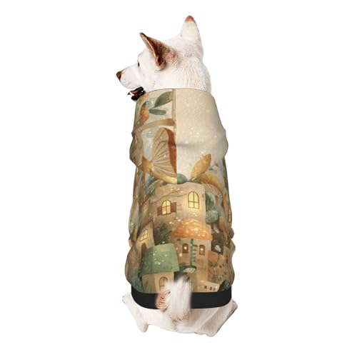 The Mushroom House Hunde-Kapuzenpullover, weiches und atmungsaktives Polyester, Haustierkleidung für kleine Hunde, Jungen und Mädchen von UYHhgqw