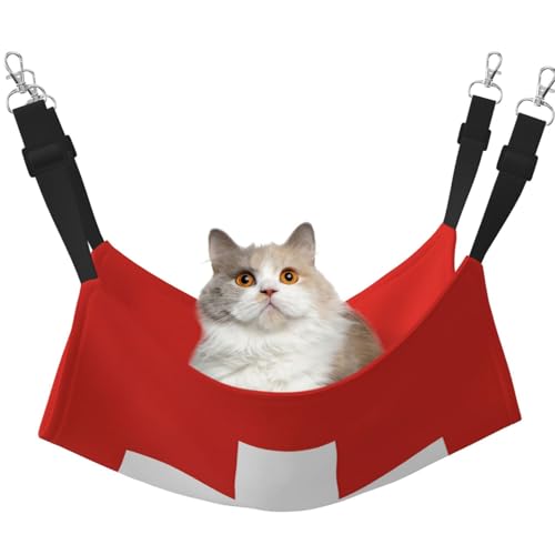 UYHhgqw Haustier-Hängematte mit Schweizer Flagge, Samt, verstellbare Gurte mit Metallhaken, perfekt für kleine Haustiere UYHhgqw Haustier-Hängematte mit Schweizer Flagge, Samt, verstellbare Gurte mit Metallhaken, perfekt für kleine Haustiere von UYHhgqw