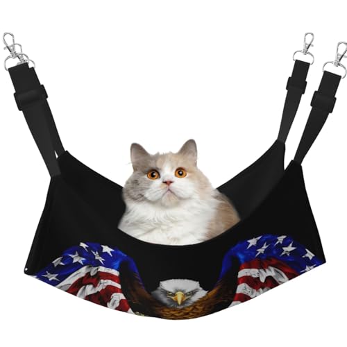 UYHhgqw Haustier-Hängematte mit USA-Flagge, patriotischer Adler, Samt-Hängematte, verstellbare Gurte mit Metallhaken, perfekt für kleine Haustiere UYHhgqw Haustier-Hängematte mit USA-Flagge, patriotischer Adler, Samt-Hängematte, verstellbare Gurte mit Metallhaken, perfekt für kleine Haustiere von UYHhgqw