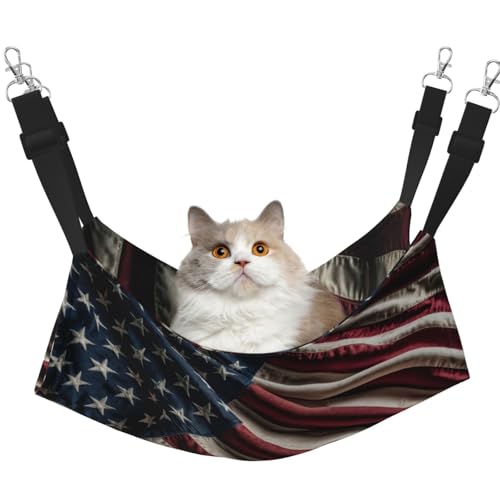 UYHhgqw Haustier-Hängematte mit amerikanischer Flagge, Samt, verstellbare Gurte mit Metallhaken, perfekt für kleine Haustiere UYHhgqw Haustier-Hängematte mit amerikanischer Flagge, Samt, verstellbare Gurte mit Metallhaken, perfekt für kleine Haustiere von UYHhgqw