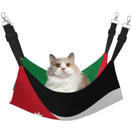 UYHhgqw Haustier-Hängematte mit jordanischer Flagge, Samt-Hängematte für Katzen, verstellbare Gurte mit Metallhaken, perfekt für kleine Haustiere von UYHhgqw