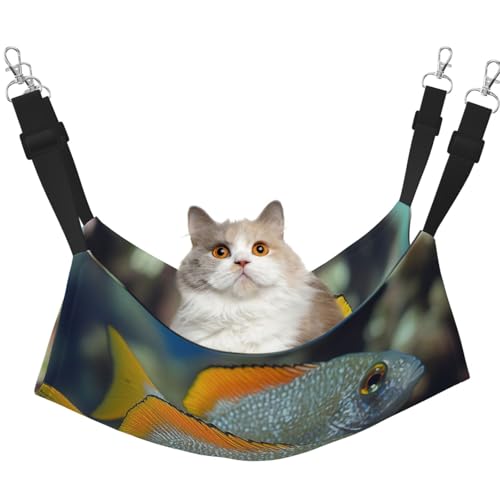 UYHhgqw Schöne Fisch-Haustier-Hängematte, Samt-Katzenbett-Hängematte, verstellbare Gurte mit Metallhaken, perfekt für kleine Haustiere UYHhgqw Schöne Fisch-Haustier-Hängematte, Samt-Katzenbett-Hängematte, verstellbare Gurte mit Metallhaken, perfekt für kleine Haustiere von UYHhgqw