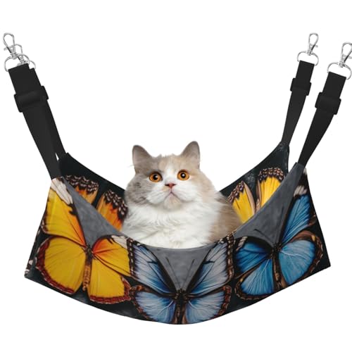 UYHhgqw Schöne Schmetterlings-Haustier-Hängematte, Samt-Hängematte für Katzen, verstellbare Gurte mit Metallhaken, perfekt für kleine Haustiere UYHhgqw Schöne Schmetterlings-Haustier-Hängematte, Samt-Hängematte für Katzen, verstellbare Gurte mit Metallhaken, perfekt für kleine Haustiere von UYHhgqw
