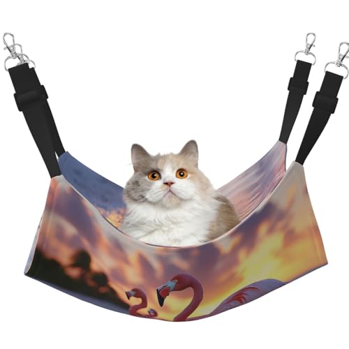 UYHhgqw The Flamingo Haustier-Hängematte unter der untergehenden Sonne, Samt-Hängematte für Katzen, verstellbare Gurte mit Metallhaken, perfekt für kleine Haustiere UYHhgqw The Flamingo Haustier-Hängematte unter der untergehenden Sonne, Samt-Hängematte für Katzen, verstellbare Gurte mit Metallhaken, perfekt für kleine Haustiere von UYHhgqw