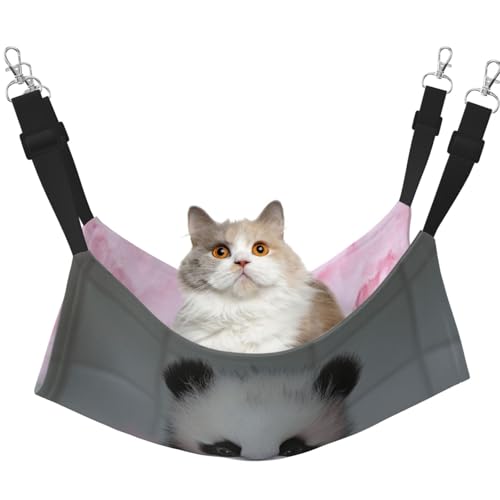 UYHhgqw The Happiness Of Pandas Haustier-Hängematte, Samt-Katzenbett-Hängematte, verstellbare Gurte mit Metallhaken, perfekt für kleine Haustiere von UYHhgqw