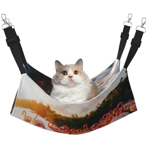 UYHhgqw Tropical Paradise Flamingo Haustier-Hängematte, Samt-Hängematte für Katzen, verstellbare Gurte mit Metallhaken, perfekt für kleine Haustiere UYHhgqw Tropical Paradise Flamingo Haustier-Hängematte, Samt-Hängematte für Katzen, verstellbare Gurte mit Metallhaken, perfekt für kleine Haustiere von UYHhgqw