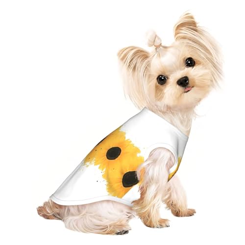 Wasserfarben-Sonnenblumenstrauß, Haustier-T-Shirts für Hunde, weiche und atmungsaktive Hundekleidung, einfaches An- und Ausziehen, geeignet für kleine Haustiere Wasserfarben-Sonnenblumenstrauß, Haustier-T-Shirts für Hunde, weiche und atmungsaktive Hundekleidung, einfaches An- und Ausziehen, geeignet für kleine Haustiere von UYHhgqw