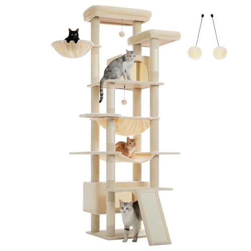UYMI 81 Zoll Katzenbaum für Indoor-Katzen Groß Erwachsene, Mehrstöckiger hoher Katzenturm mit großem Metallrahmen Hängematte, Kratzpad, 2 verbreiterte Plüschsitzstangen, 2 gemütliche Höhlen, 6 UYMI 81 Zoll Katzenbaum für Indoor-Katzen Groß Erwachsene, Mehrstöckiger hoher Katzenturm mit großem Metallrahmen Hängematte, Kratzpad, 2 verbreiterte Plüschsitzstangen, 2 gemütliche Höhlen, 6 von UYMI