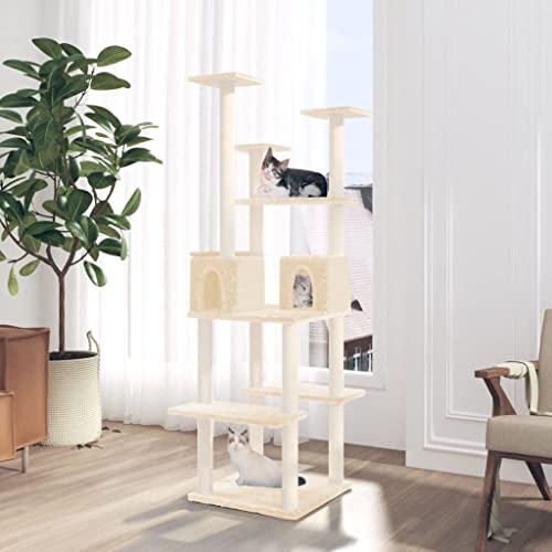 Home Furniture Kratzbaum mit Sisal-Kratzstämmen, cremefarben, 167 cm von UYSELA