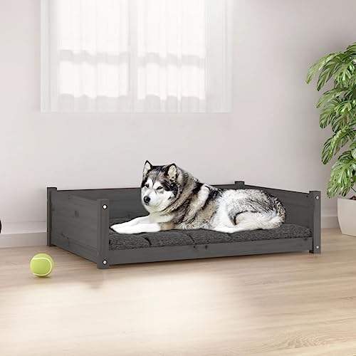 UYSELA Home Furniture Hundebett grau 105,5x75,5x28 cm Kiefer massiv von UYSELA