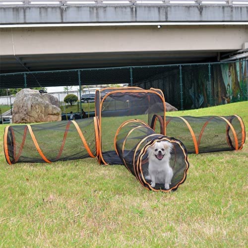 UYSELA Katzengehege Im Freien, Katzenzelt, Tragbares 6-In-1-Katzenzelt Mit Tunnel, Faltbarer Laufstall Für Haustiere, Spielzelte, Pop-Up-Haus Mit Visuellem Netz Für Kätzchen, Welpen, Kleine Hunde von UYSELA