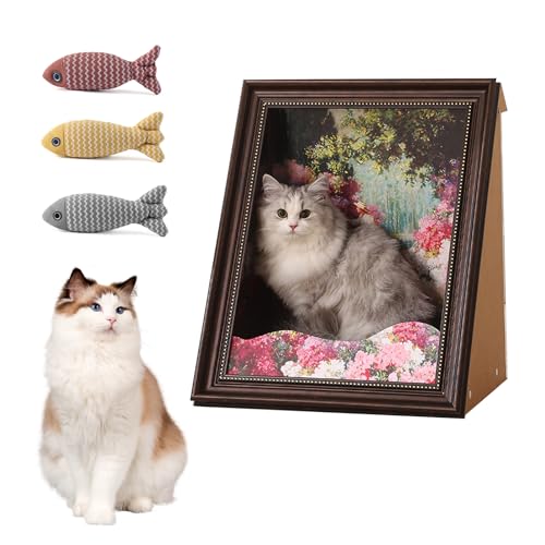 Ölgemälde-Rahmen Katzenbett – Vier Klassische Designoptionen mit Spielzeugfischen, Leicht zu montieren, gemütliches Katzenhaus für bis zu 7,5 kg (B) von UZQAFG