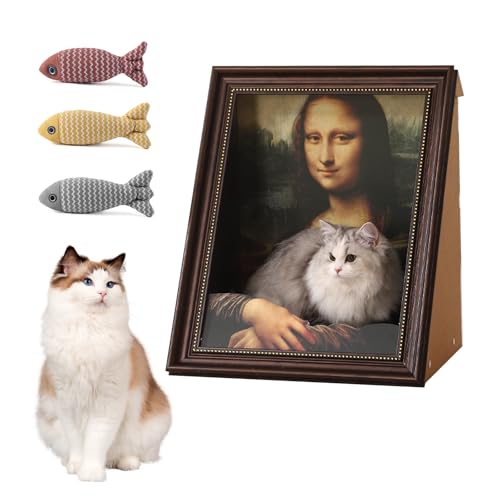 Ölgemälde-Rahmen Katzenbett – Vier Klassische Designoptionen mit Spielzeugfischen, Leicht zu montieren, gemütliches Katzenhaus für bis zu 7,5 kg (C) von UZQAFG