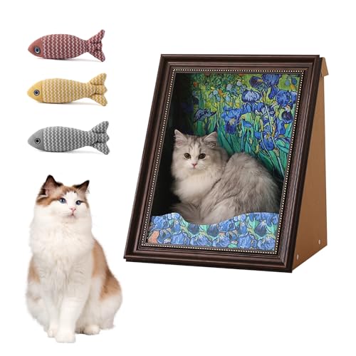 Ölgemälde-Rahmen Katzenbett – Vier Klassische Designoptionen mit Spielzeugfischen, Leicht zu montieren, gemütliches Katzenhaus für bis zu 7,5 kg (D) von UZQAFG