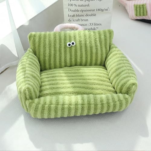 UZQAFG Katzen-Couchbett, Plüsch, umwandelbares Haustiersofa für Indoor-Katzen, Doppelnutzungs-Lounge und Polster (Grün, L) von UZQAFG