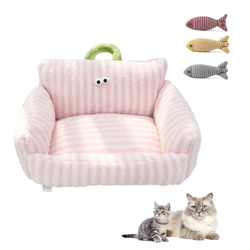 UZQAFG Katzen-Couchbett, Plüsch, umwandelbares Haustiersofa für Indoor-Katzen, Doppelnutzungs-Lounge und Polster (Puder, L) von UZQAFG