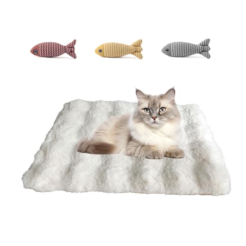 UZQAFG Selbstwärmendes Katzenbett, Katzenwärmkissen - Ultraweiche, waschbare Plüschmatte für Indoor-Katzen & kleine Hunde (B, S) von UZQAFG